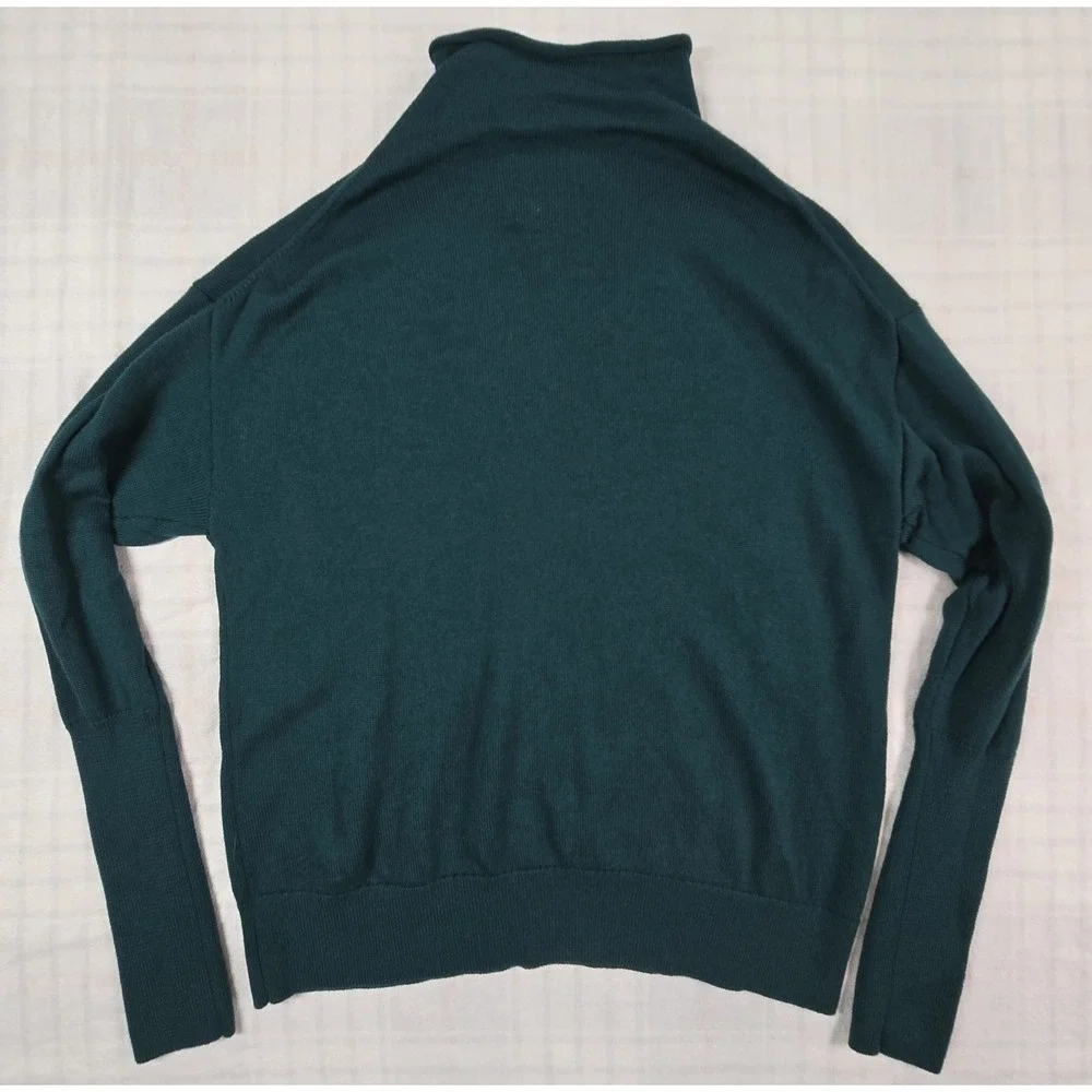 Aritzia Wilfred Womens Cyprie 100% Merino Wool Mockneck Sweater Teal Green XL